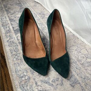 Madewell Women's Dark Green Suede Pointed-Toe Pumps